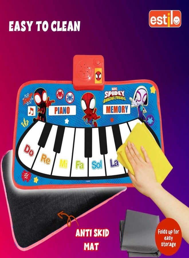 إستلو سجادة بيانو أرضية من إستيلو للأطفال الصغار | سجادة لعب للأطفال مع موسيقى و11 مفتاحًا | هدية موسيقية للأولاد والبنات من عمر 1 إلى 6 سنوات | لوحة مفاتيح تفاعلية للأطفال الصغار (سبايدرمان) - Image 5